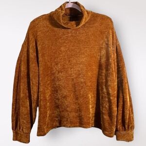 Eloquii Burnt Orange Turtleneck Sweater Soft Corduroy Sleeve Casual Formal 14/16